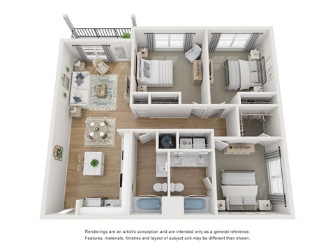 Floor plan for 3 beds, 2 baths, 1321 sqft